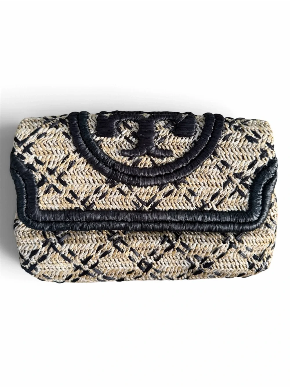 NWOT! Tory Burch Fleming Soft Straw Clutch Bag
